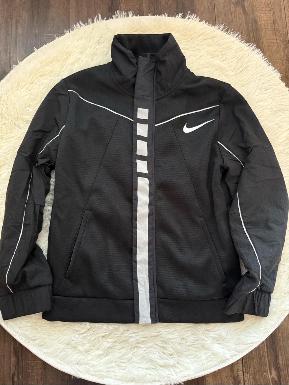 Nike Black Reflective Full Zip Utility Y2K Athletic Windbreaker Youth Medium